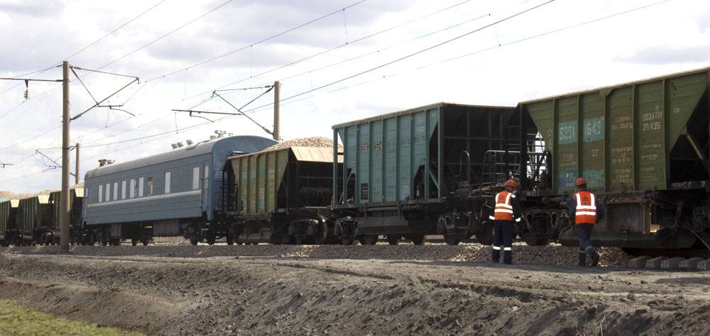 Railway track of the quarry 4 of KBRU East-Ayat deposit for Aluminum of Kazakhstan JSC